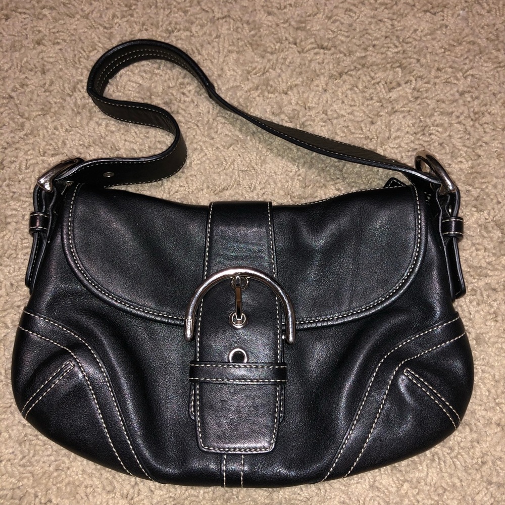 Original Black Leather Coach handbag.